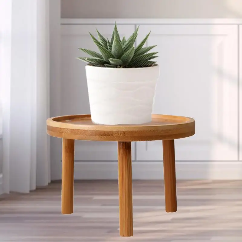 Wooden Plant Table Solid Wood Round Flower Pot Display Stand For Home Office Multifunctional Plant Holder Table Flower Pot Base