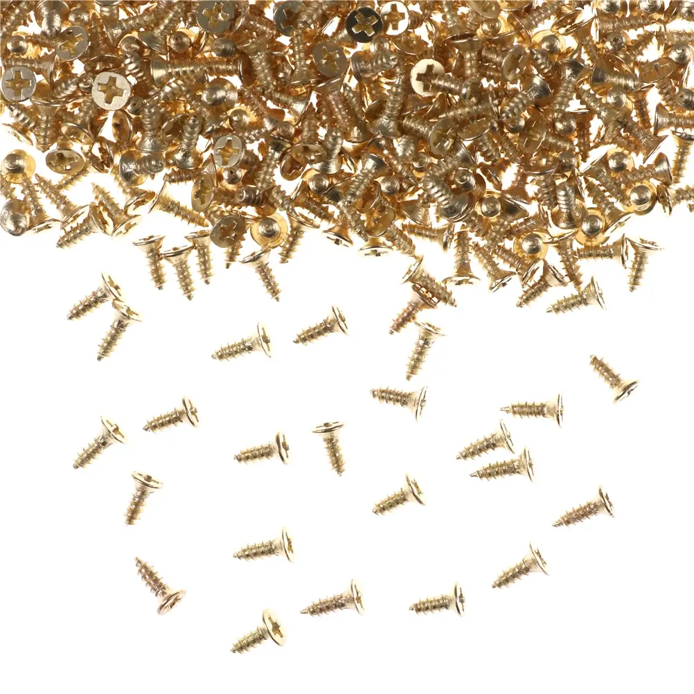 380 pcsFlat viti autofilettanti materiale in ottone viti dorate strumenti per la creazione di modelli fai da te 2*6mm