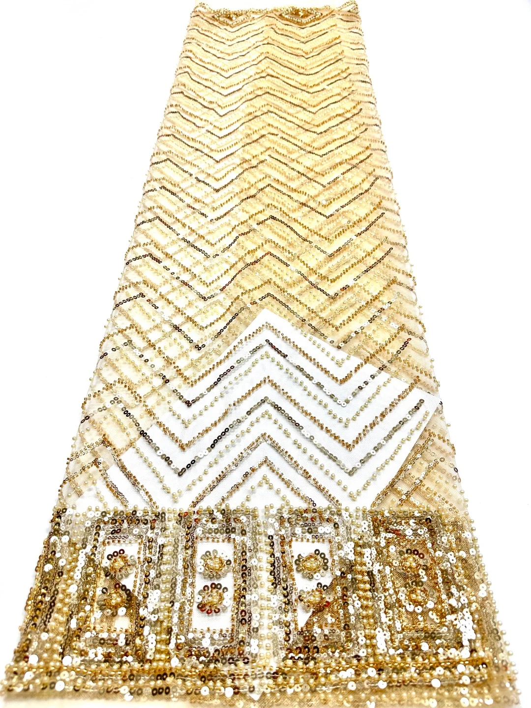 

Африканское кружево с пайетками и бисером, желтое, высококачественное французское тюлевое кружево, вышивка 2026, нигерийские кружевные ткани для шитья