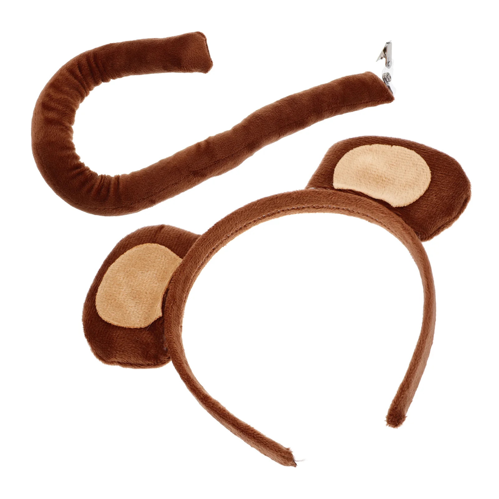 1set Affe Stirnband Schwanz Set Dschungel Party Kostüm Für Erwachsene Halloween Cosplay Tier Ohren Zubehör Tuch Materialien