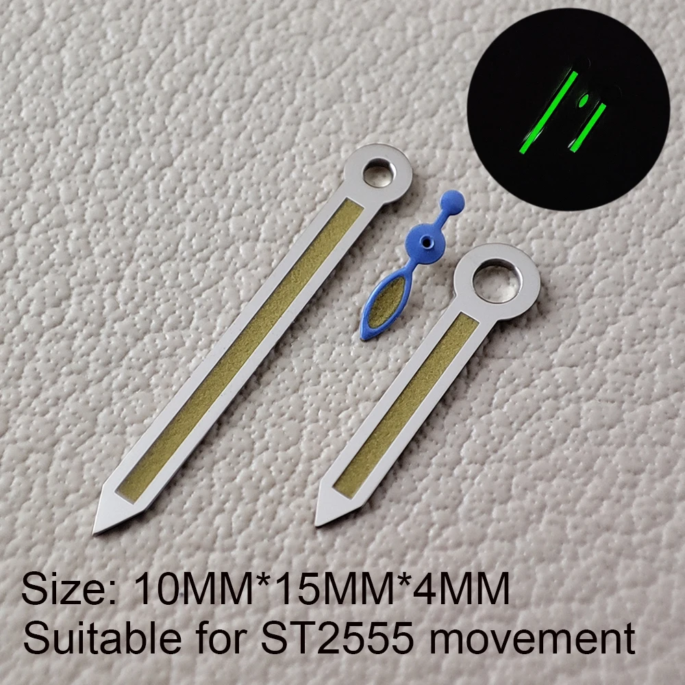 Relógio mãos três agulhas ponteiro super brilhante retrofit acessórios 36.2mm dial adequado para movimento st2555