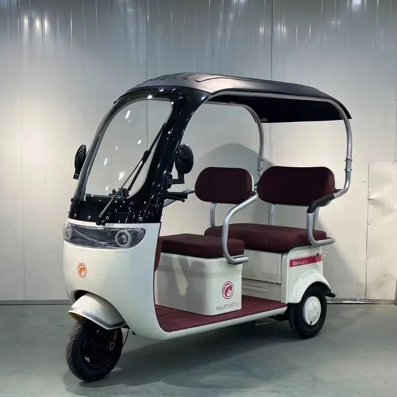 Self-contained Integrated Shed Electric Tricycle, Double-row Seat Passenger and Cargo Dual-purpose Daily Leisure Transportation
