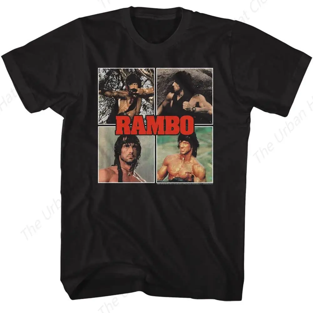 Rambo T Shirt Four Square Images of Rambo Adult Short Sleeve T Shirts 80s Movies Graphic Tees Black