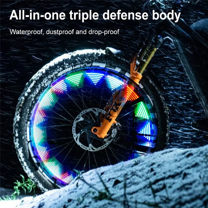 A51Q-Smart Sensing مقاوم للماء بالطاقة الشمسية LED الملونة عجلة الدراجة الخفيفة USB تكلم ضوء الإطارات ضوء السلامة لركوب الدراجات الليلية #5