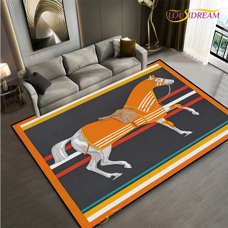 Fashion Equestrianism Horse UnSlip Carpet for Living Room,Bedroom,Playroom,Kitchen,Door,Prayer Floor Mat Decor Rug Gift Alfombra