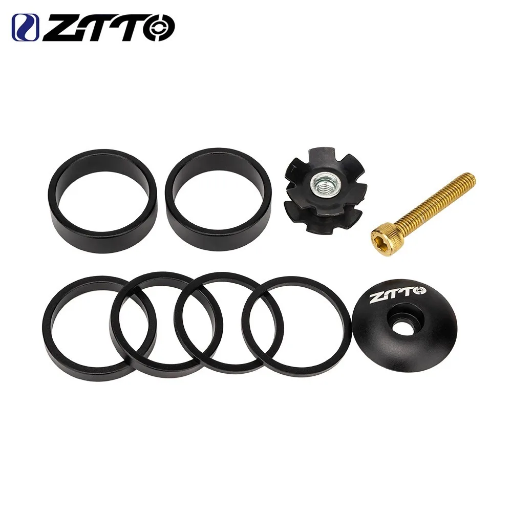 High Quality 28.6mm Bicycle Headset Spacer Aluminum Alloy Durable Stem Top Cap Stainless Washer Bike Fork Steerer Tube Star Nut