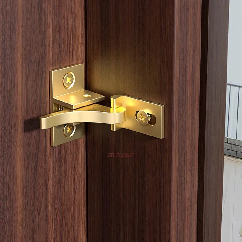 2Pcs Balcony Door Safety Lock Hooks High-end Brass Fasteners Indoor Door and Window Clasp Furniture Hardware Cabinet Doors Locks