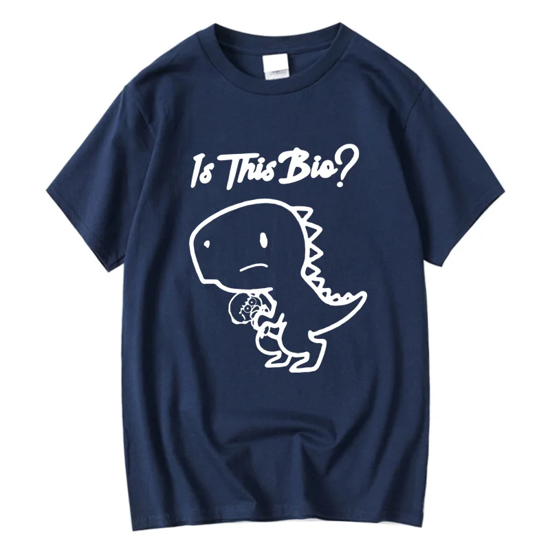 XIN  Men's T-shirt 100% Cotton High Quality Funny Dinosaur Print Cool Top for Casual Wear Customizable Hand-Painted Design
