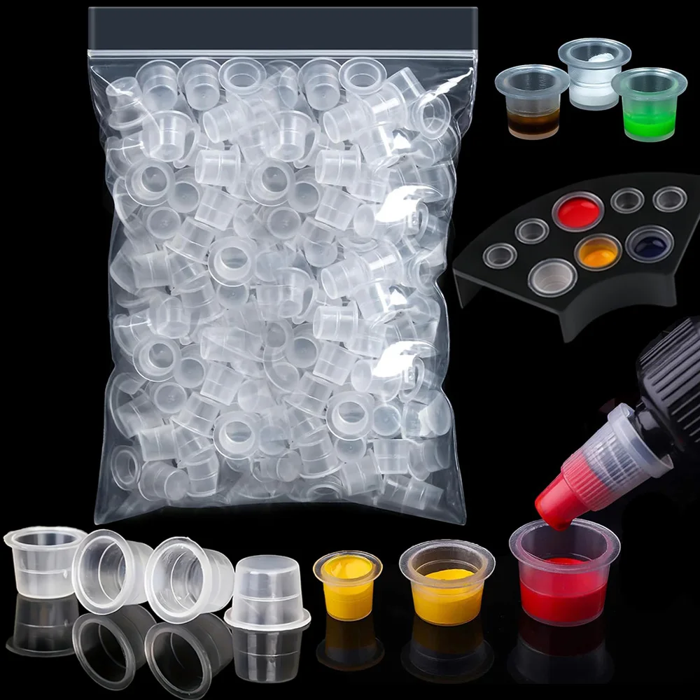 

1000/500/300/100pcs Plastic Tattoo Ink Cup S/M/L Disposable Tattoo Pigment Containers Splash-Proof Ink Holder Tattoo Accessories
