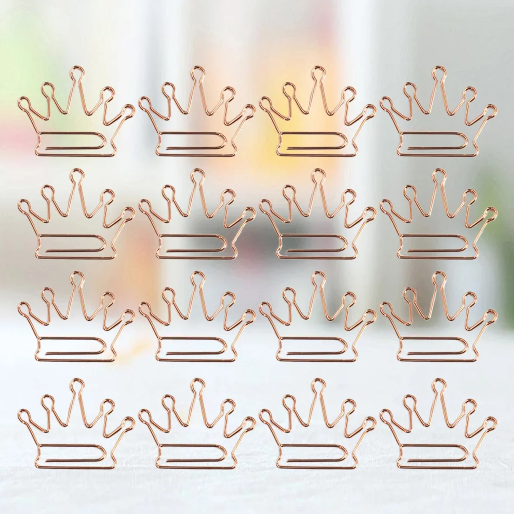 

24Pcs Rose Gold Crown Shaped Paper Clips Creative Cute Metal Bookmarks for Office School Home Use Decorative Stationery Supplies