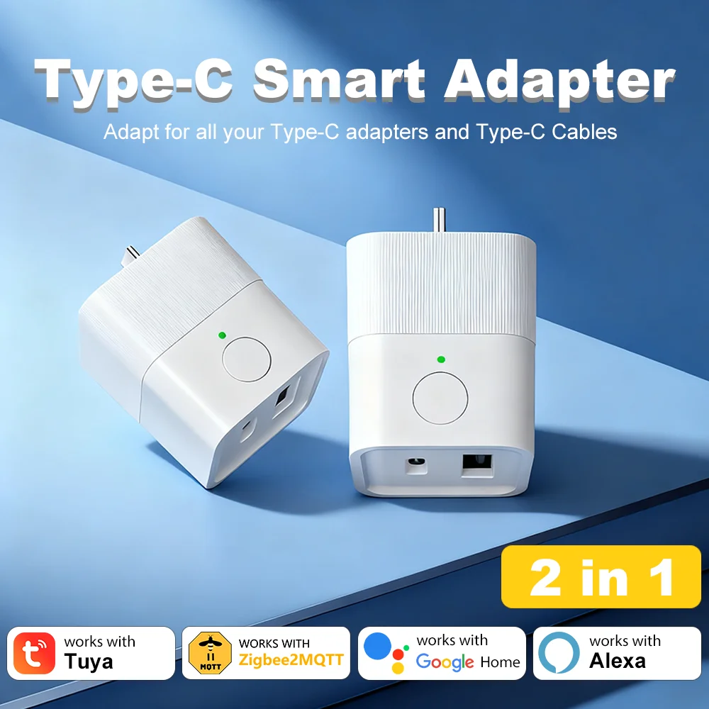 

Tuy Zigbee Micro Smart Adapter USB Type-C Адаптер питания Plug Smart Life APP Управление временем Работа Alexa Google Home Zigbee 2Mqtt