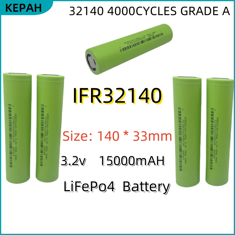 Célula de batería LiFePO4, 3,2 V, 32140, 15 Ah, bricolaje, 4S, 8s, 12 V, inversor de 24 V, vehículo eléctrico, viajes, camping, grado A