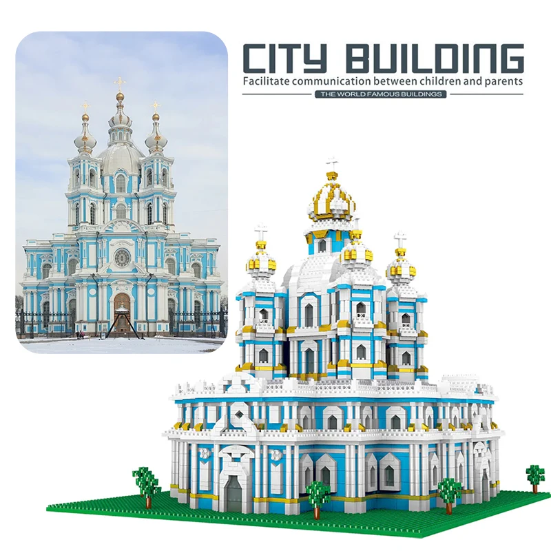 3737pcs smolny Kirche in st. petersburg Bausteine weltberühmte Stadt Architektur modell Mikro Ziegel