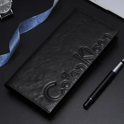 Long Leather Men Wallets Premium Product Real Cowhide Wallets for Man High capacity Black Walet