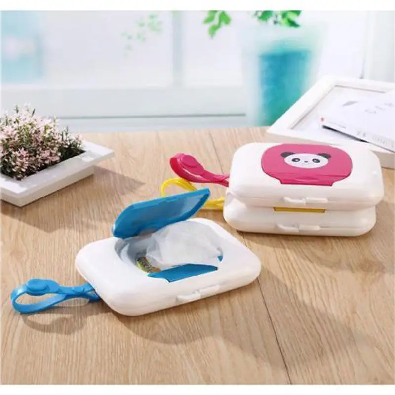 Baby Wipes Case Wet Wipe Box Dispenser for Stroller Portable Rope Lid Covered Tissue Boxes