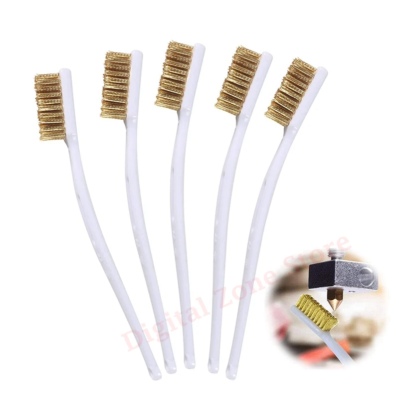 5Pcs Copper Wire Toothbrush, Mini Wire Toothbrush Metal Rust Brush for Cleaning Welding Slag and Rust 3D Printer Tools