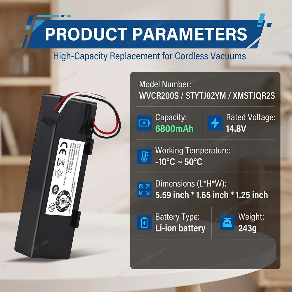 Robot Vacuum Cleaner Battery for Xiaomi STYTJ02YM Mop 2S for Conga 3390 3490 3590 for Haier JX37 Li-ion 14.4V 3500mAh Pack