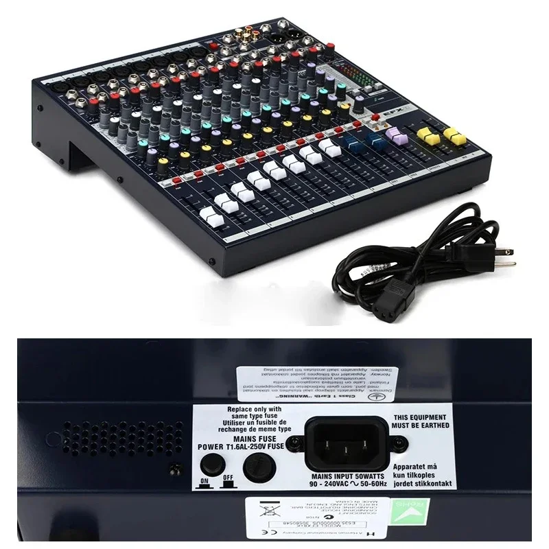 8-12-16 ช่อง Sound Board คอนโซลโต๊ะระบบ 48V Phantom Power คอนโซลผสมเสียง DJ Studio FX 32 บิตโปรเซสเซอร์ DSP ผสม