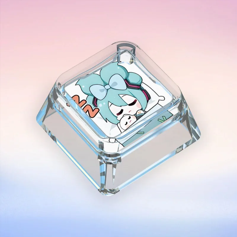 初音ミクのかわいい漫画アニメ周辺機器の二次元表現の個性と単一の透明なメカニカルキーキャップ