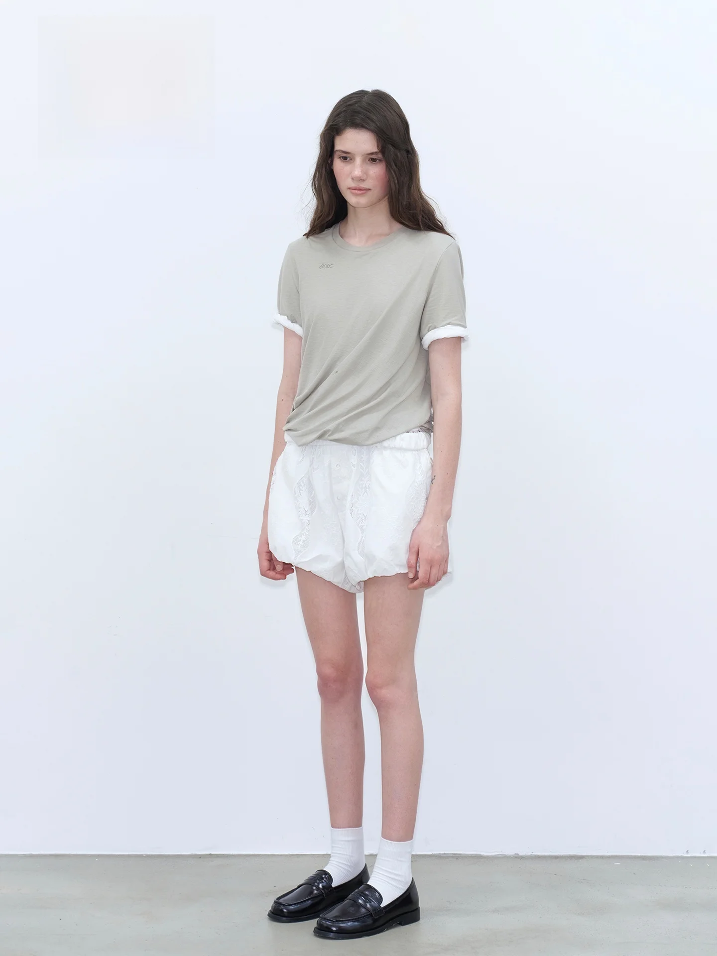 

ChicChi Faionable Chien Новая свободная футболка с коротким рукавом, песочного цвета, с лоскутным узором и эффектом скручивания, женская повседневная футболка из чистого хлопка