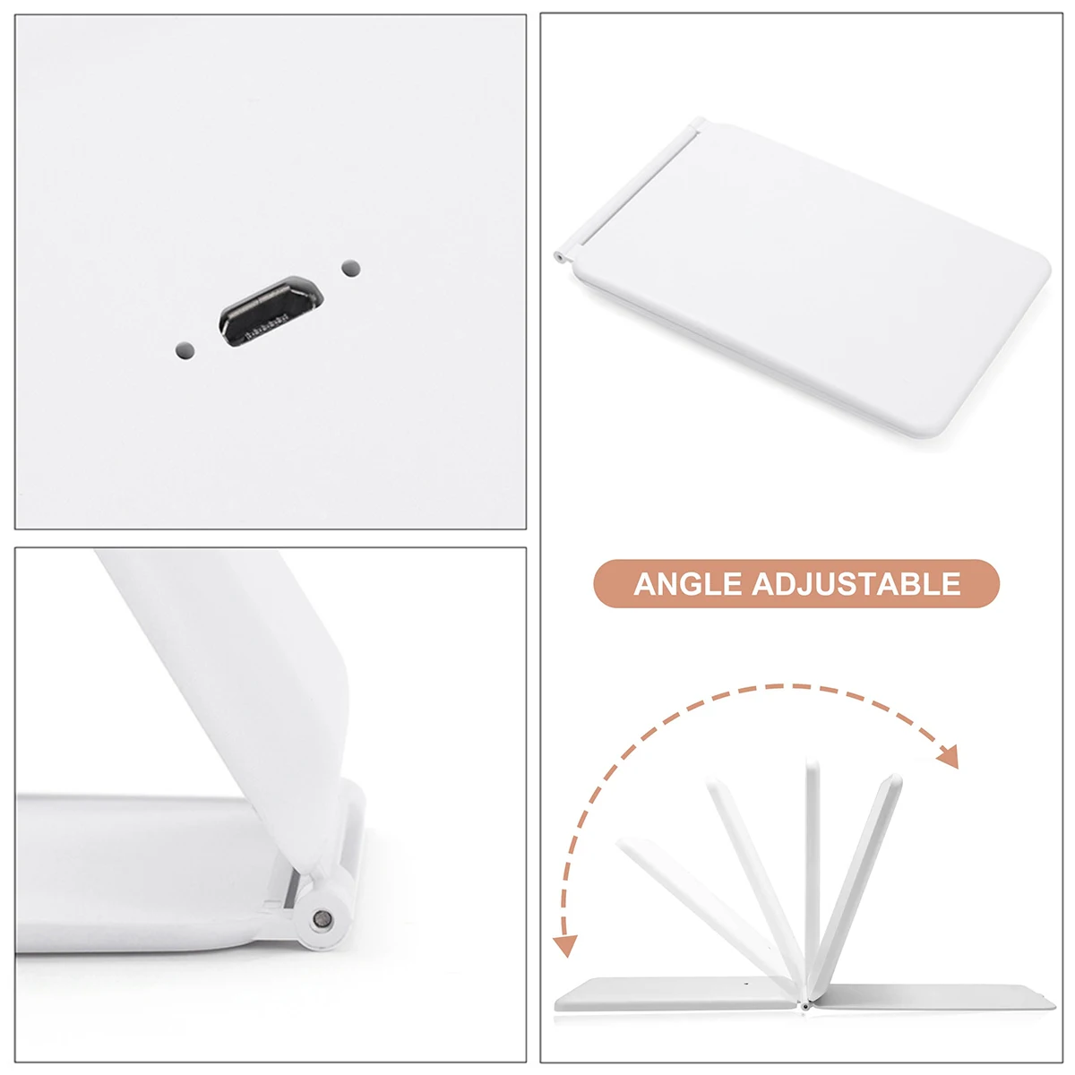 Espelho de viagem dobrável com 80 LEDs Espelho de maquiagem ultrafino Tela sensível ao toque regulável USB recarregável portátil para maquiagem