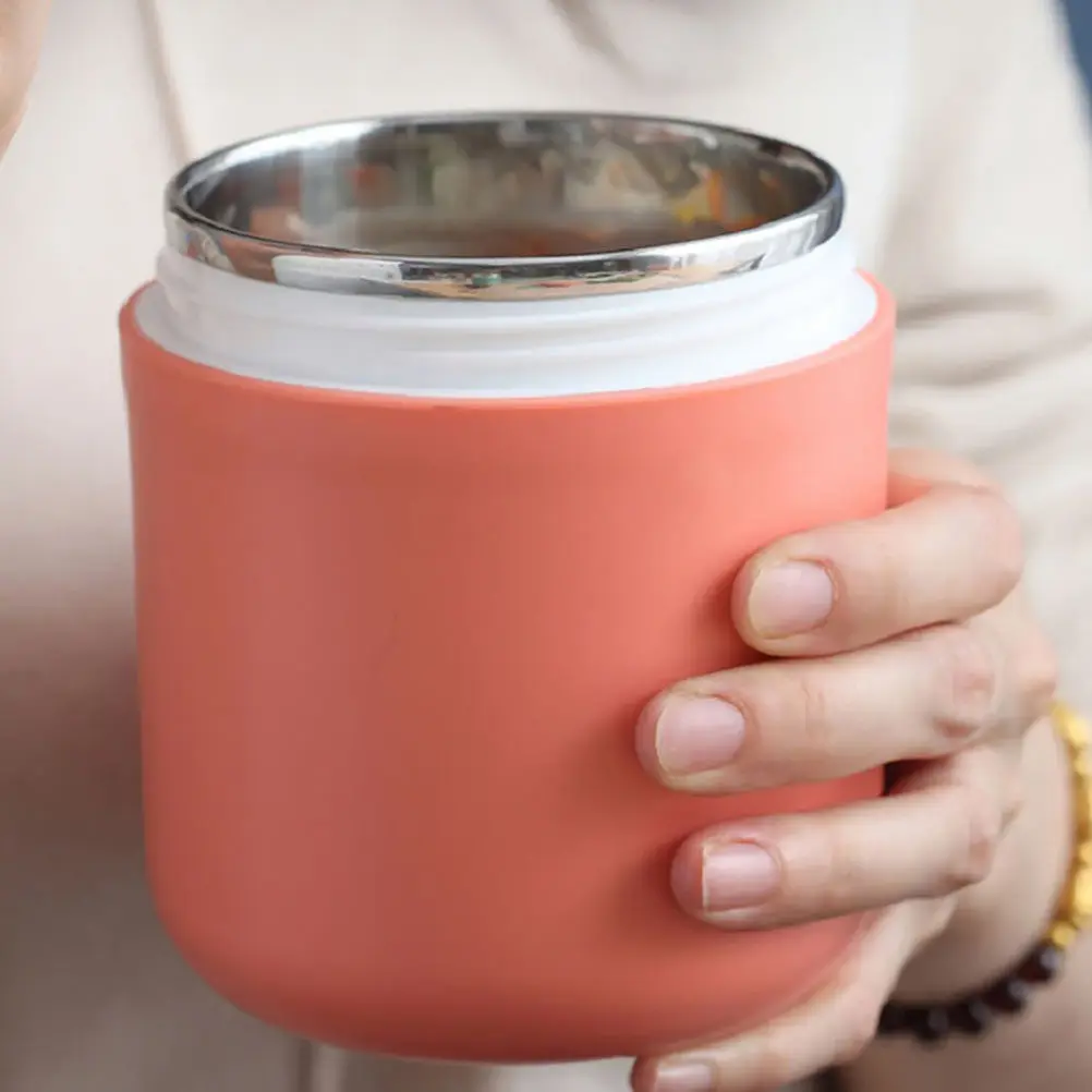 

2Pcs Stainless Steel Breakfast Soup Cup Leak Proof Portable Thermal Insulation Food Container Milk Cereal Storage Jar for Office