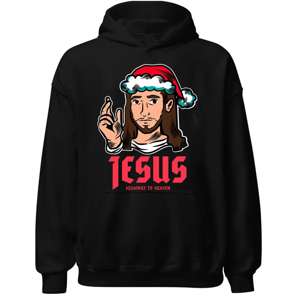 Christmas Hoodie Men TESUS HIGHWAY TO HEAVEN Funny Pattern Jesus Print Hoodies Ugly Autumn New Products Tracksuits Tops 2024