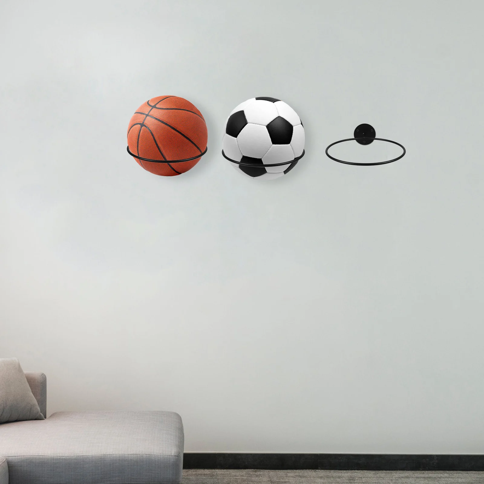 

3pcs Iron Football Basketball Soccer Display Holders Strong Durable Wall Mounted Balls Storage Rack Rustproof Wear-Resistant