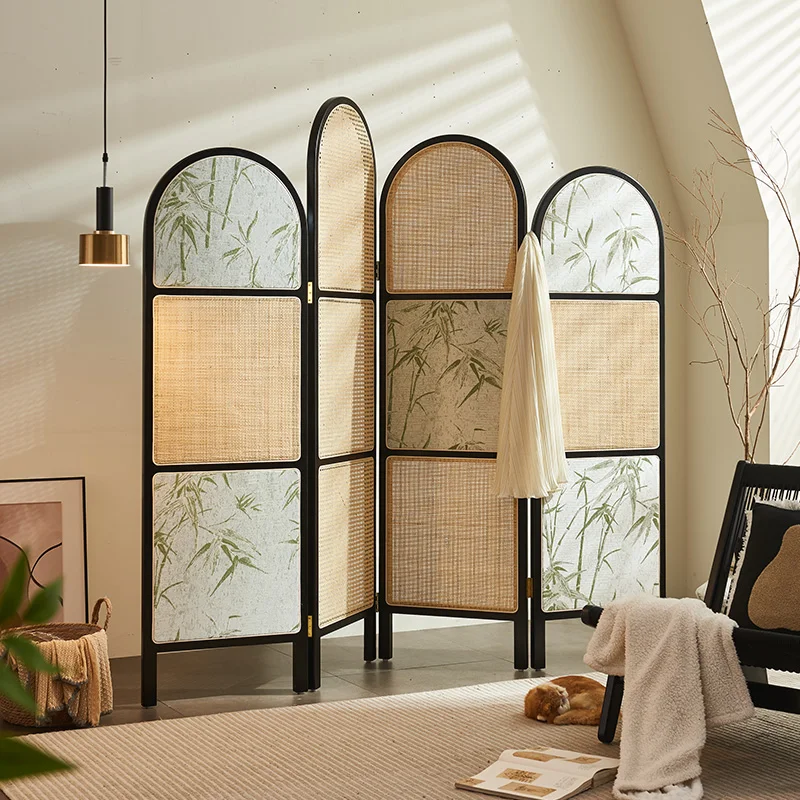 

Rattan Screen Partition Living Room Entrance Porch Blocking Folding Screen Partition Wall