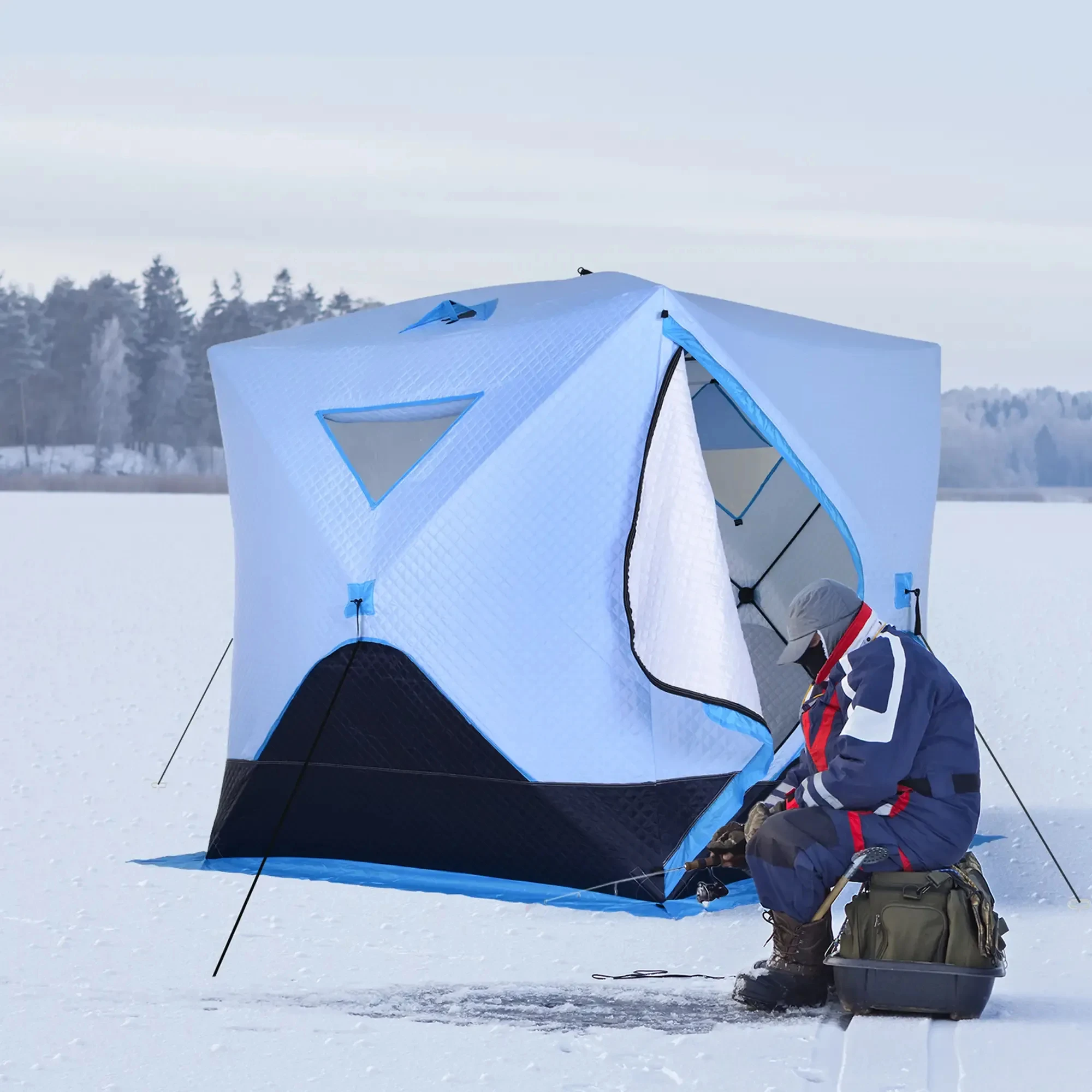 

Custom OEM High Quality Thermal Insulated Tents for Winter Camping Outdoor Sauna Cube Tents Pop up Winter Ice Fishing Tent