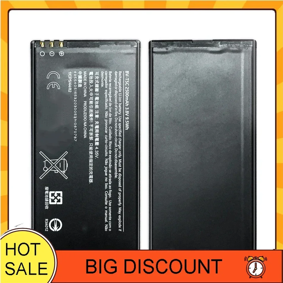 Mobile Phone Battery BV-T5C, 2500mAh for Microsoft Nokia Lumia 640, RM-1109, RM-1113, RM-1072, RM-1073, RM-1077