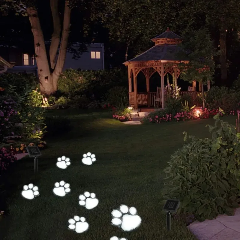 

Solar outdoor dog paw light decoration garden lawn lights landscape waterproof embellishment one drag four LED lights