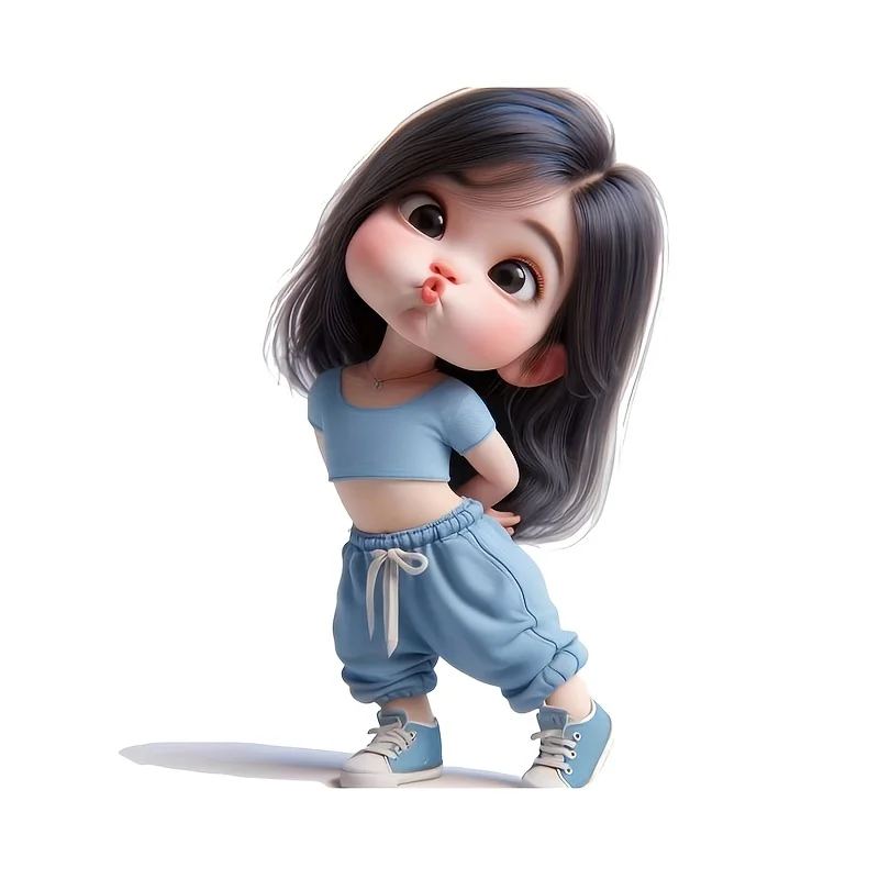 Cute Cartoon Girl Waterproof Vinyl Sticker Decal for Car Laptop Water Bottle Motorcycle