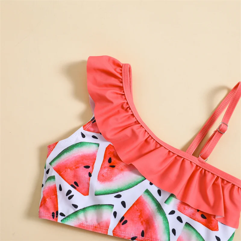Girls Swimsuit Sets Summer Kids Watermelon Print Beach Two-Piece Bikini Outfits 2026 Children Pool Separate Swimwear Suits view 4
