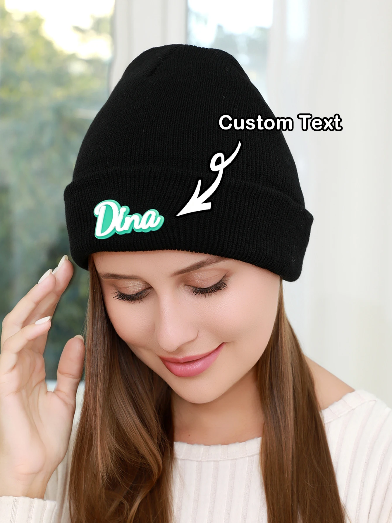 نص مخصص محبوك قبعة الشتاء قبعة علوية قبعة شخصية للرجال النساء الاطفال قبعة متماسكة عصرية دافئة #2