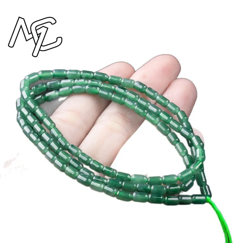 Real Natural Emerald Full Color Blue Bucket Beads Necklace Bracelet Carved Charm Jadeite Jewelry Fashion Amulet Gifts Men Women view 5