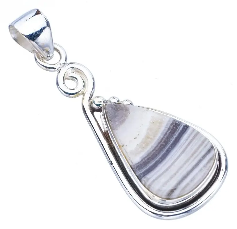 

StarGems® Natural Zebra Calcite Handmade 925 Sterling Silver Pendant 1.75" F4566