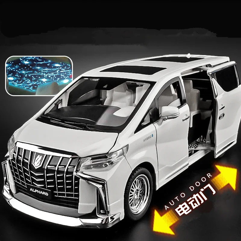 Large Size 1/18 Toyota Alphard MPV Alloy Car Model Diecast Metal Toy Vehicles Car Model Simulation Sound and Light Children Gift