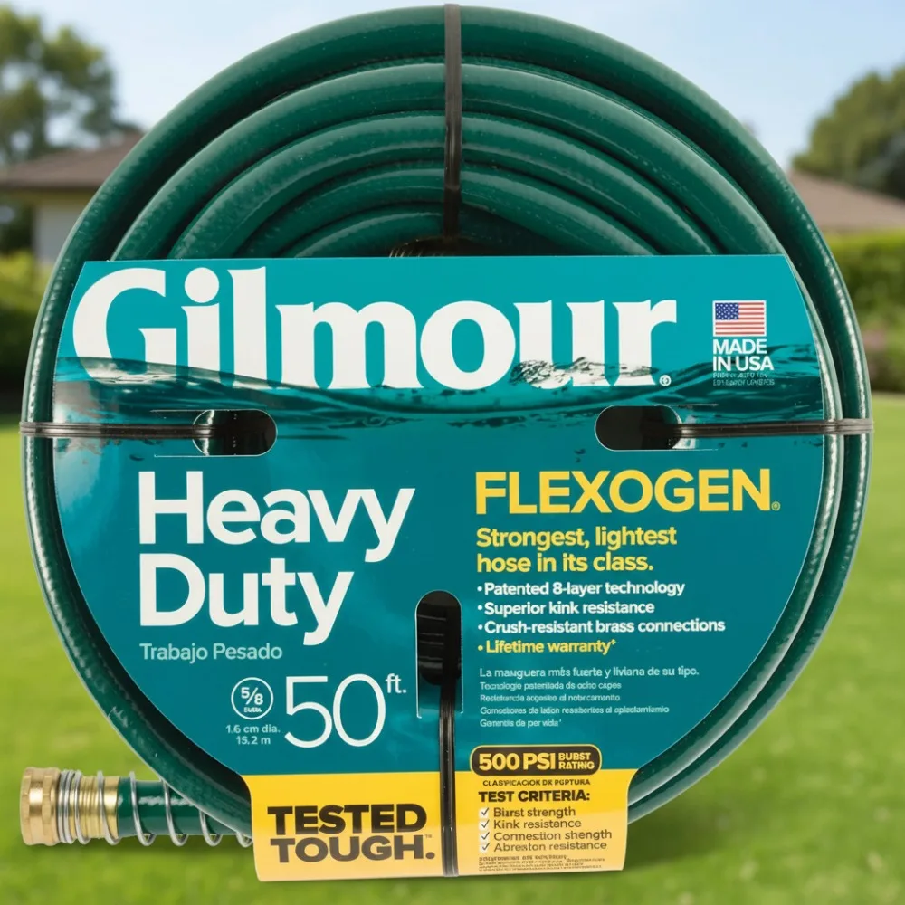 

50ft Heavy Duty Flexible Garden Hose, Kink-Resistant Water Hose for Lawn Sprinklers & Vegetable Gardens