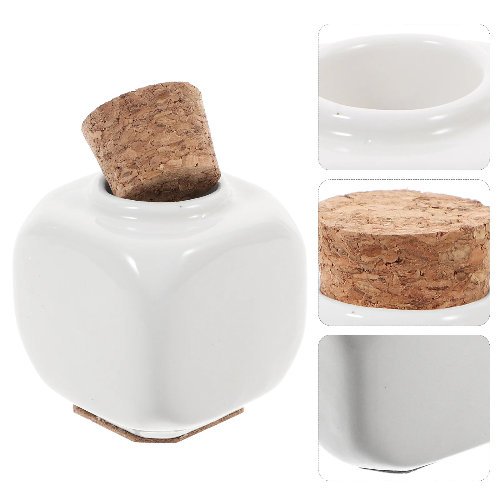 Bottiglia di sughero in ceramica per manicure Supporto per liquido portatile durevole bianco Strumento per nail art per uso domestico nel salone del tecnico delle unghie