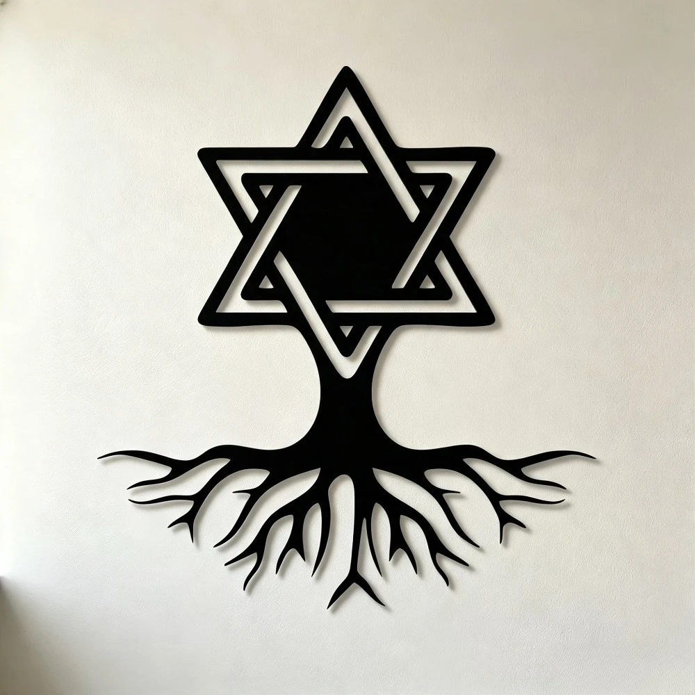 CIFBUY Iron Wall Art Star of David Tree Roots Metal Sculpture Rustproof Hanging Plaque Living Room Office Decor Sign view 2