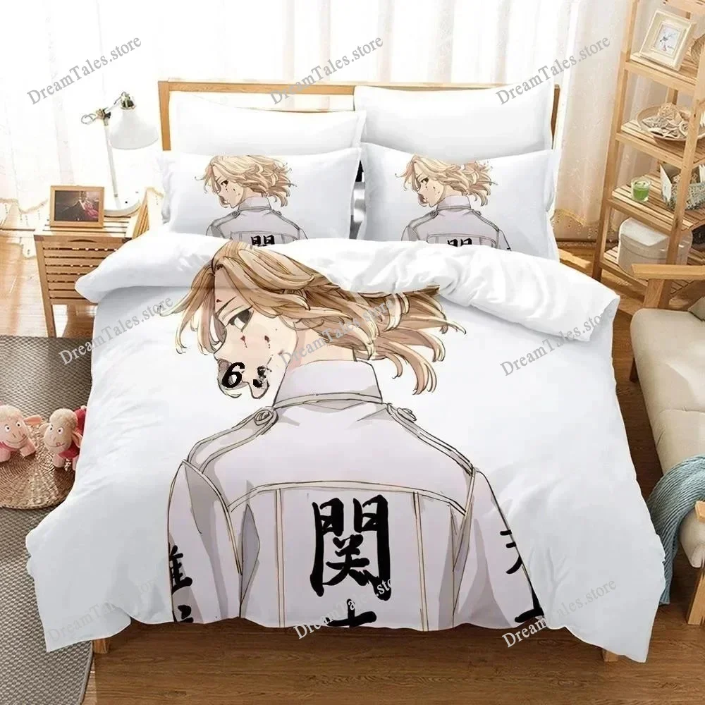 3D Anime Bed Sheet Sets Tokyo Revengers Bedding Set Single Twin Full Queen King Size Bed Set Aldult Kid Bedroom Duvetcover Sets