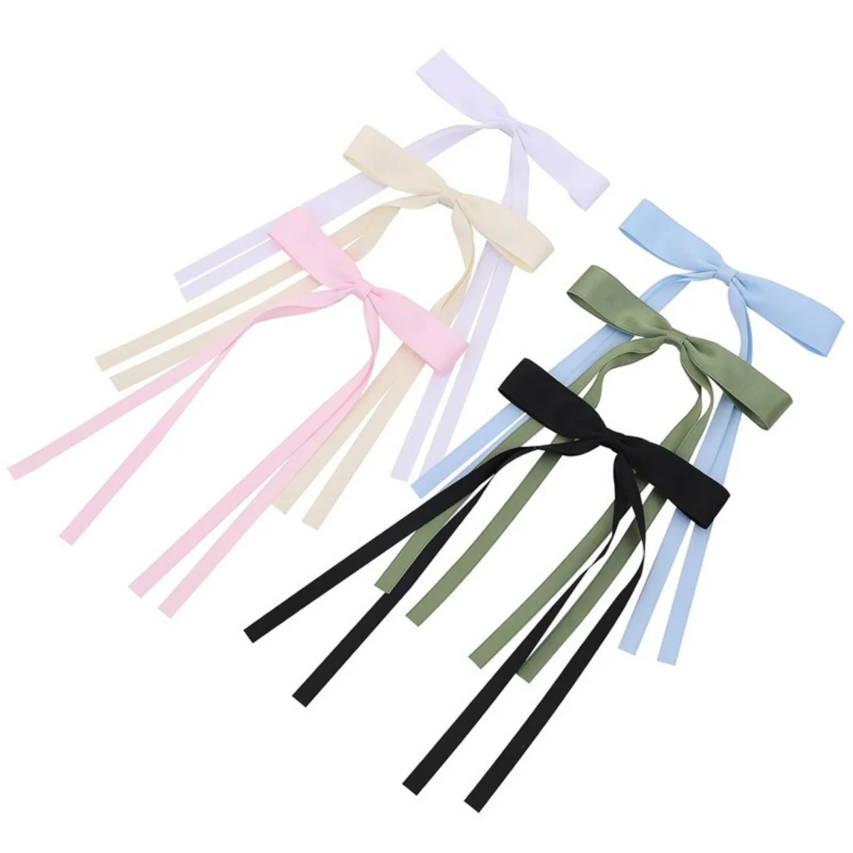 New Colored Satin Ribbon Bowknot Hair Clips Essential for Girl Braided Hair Bows Fashion Long Tassel Women Barrettes accessories image 6