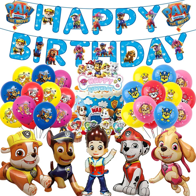 Decoraciones para Fiesta de Cumpleaños de Paw Patrol, Vajilla, Platos, Adorno para Pastel, Globos, Tema de Cachorros, Recuerdos para Niños y Niñas