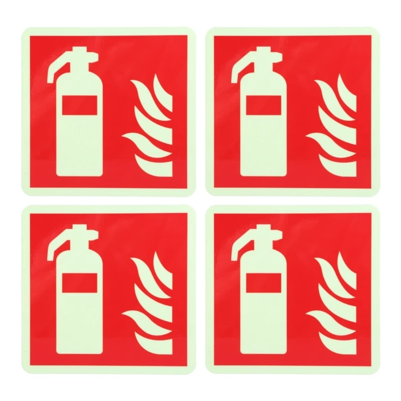 5Pcs Extinguishers Signs Glow in Dark Waterproof Protected Label Stickes