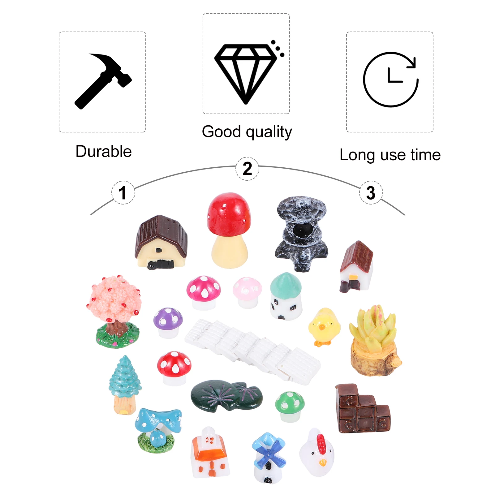 

20pcs Micro Accessories Resin Garden Ornament Diy Decorative Craft Miniature Landscape Statue Brightening Living Space