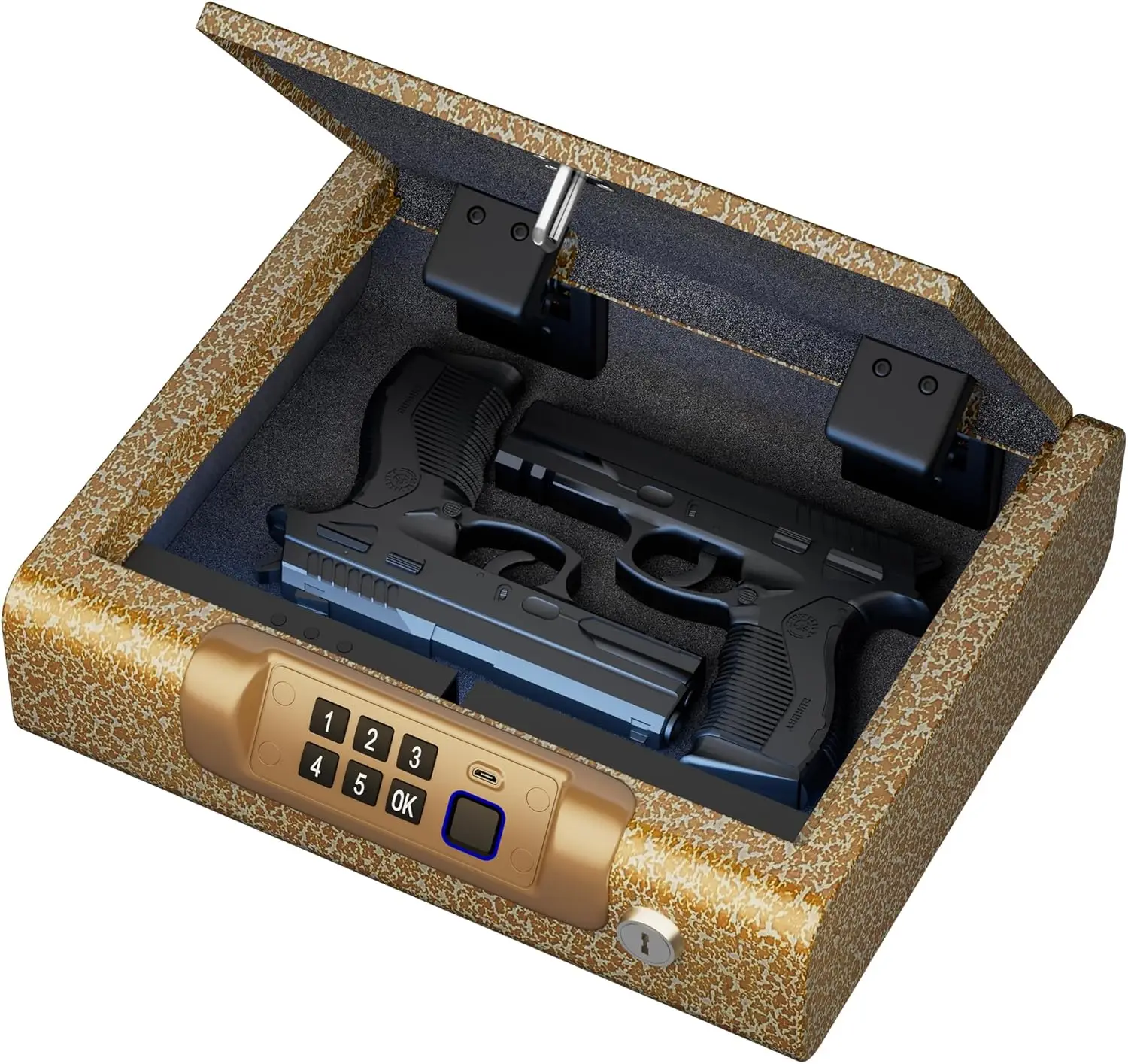 Limited Gold LargeGun Safe,Biometric Gun Safe for Pistols 3-Ways unlock Safe Fingerprint Digital PIN Key Unlock with Voice, Gun