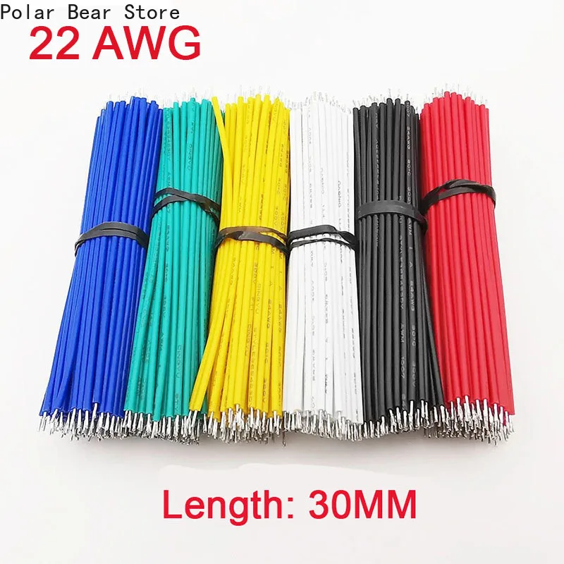 

UL1007 24AWG 100Pcs/Lot 30MM Double-head Tin-Plated Breadboard PCB Solder Cable Jumper Wires Connector Electronic Tin Conductor