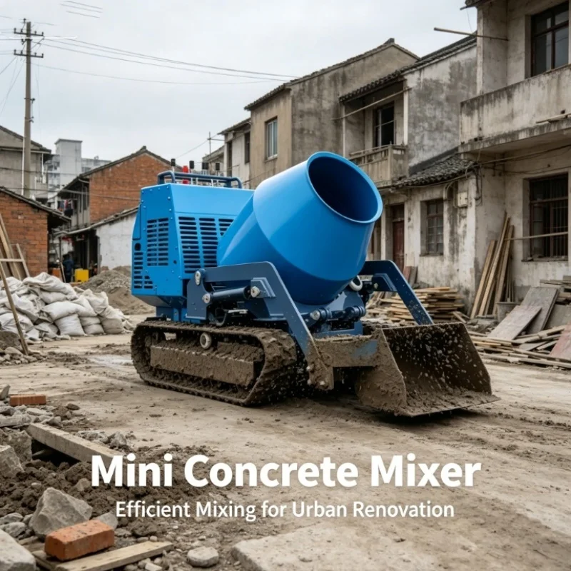 China CE EPA Engine Mini Concrete Mixer Loader with Self Loading Track Dump 300L Concrete Mixer Truck