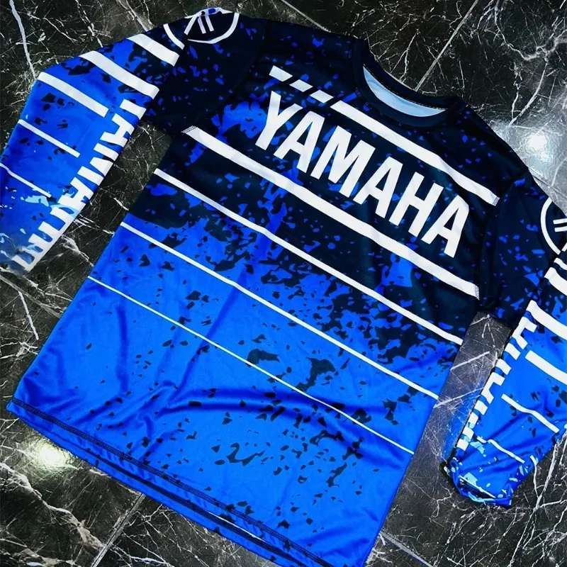 Summer Hot Selling Yamaha Printed Blue Long Sleeved T-shirt, Men and Women's Fashionable and Personalized Casual Cycling T-shirt